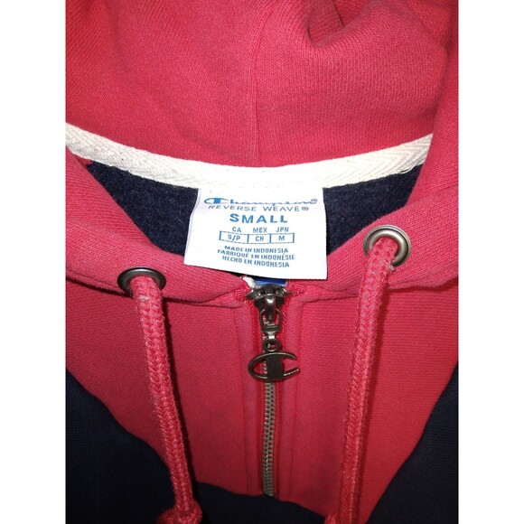 Champion Reverse Weave Cropped Colorblock Zip Hoodie Womens Small - Picture 3 of 5